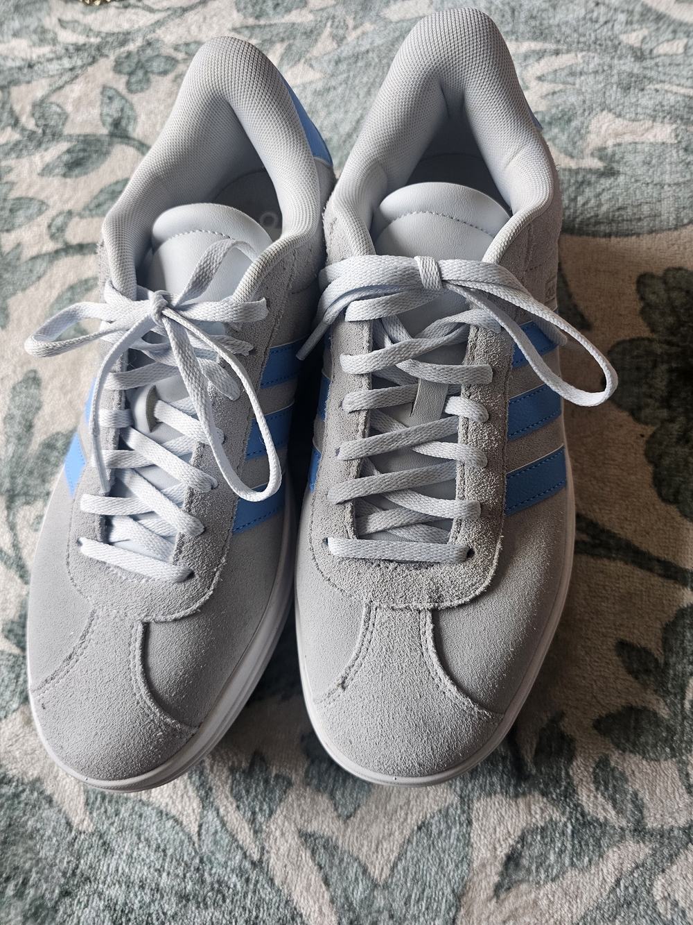 adidas Men's Light Gray and Blue Athletic Sneakers